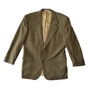 Vintage Hugo Boss Houndstooth Plaid Wool Cashmere Blazer Size 44R